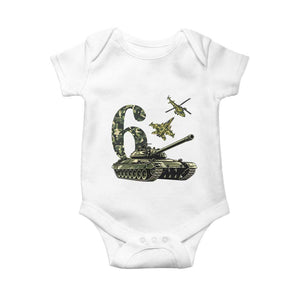 Cute Little Soldier 6th Birthday Baby Onesie Camo Tank Tiny Trooper Party