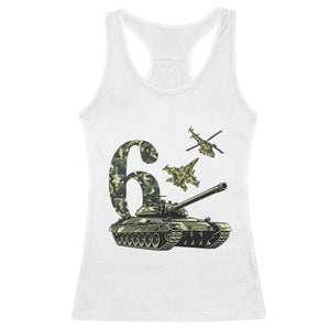 Cute Little Soldier 6th Birthday Racerback Tank Top Camo Tank Tiny Trooper Party