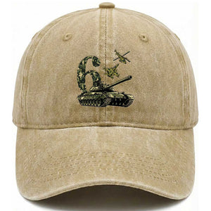 Cute Little Soldier 6th Birthday Washed Cotton Baseball Cap Camo Tank Tiny Trooper Party