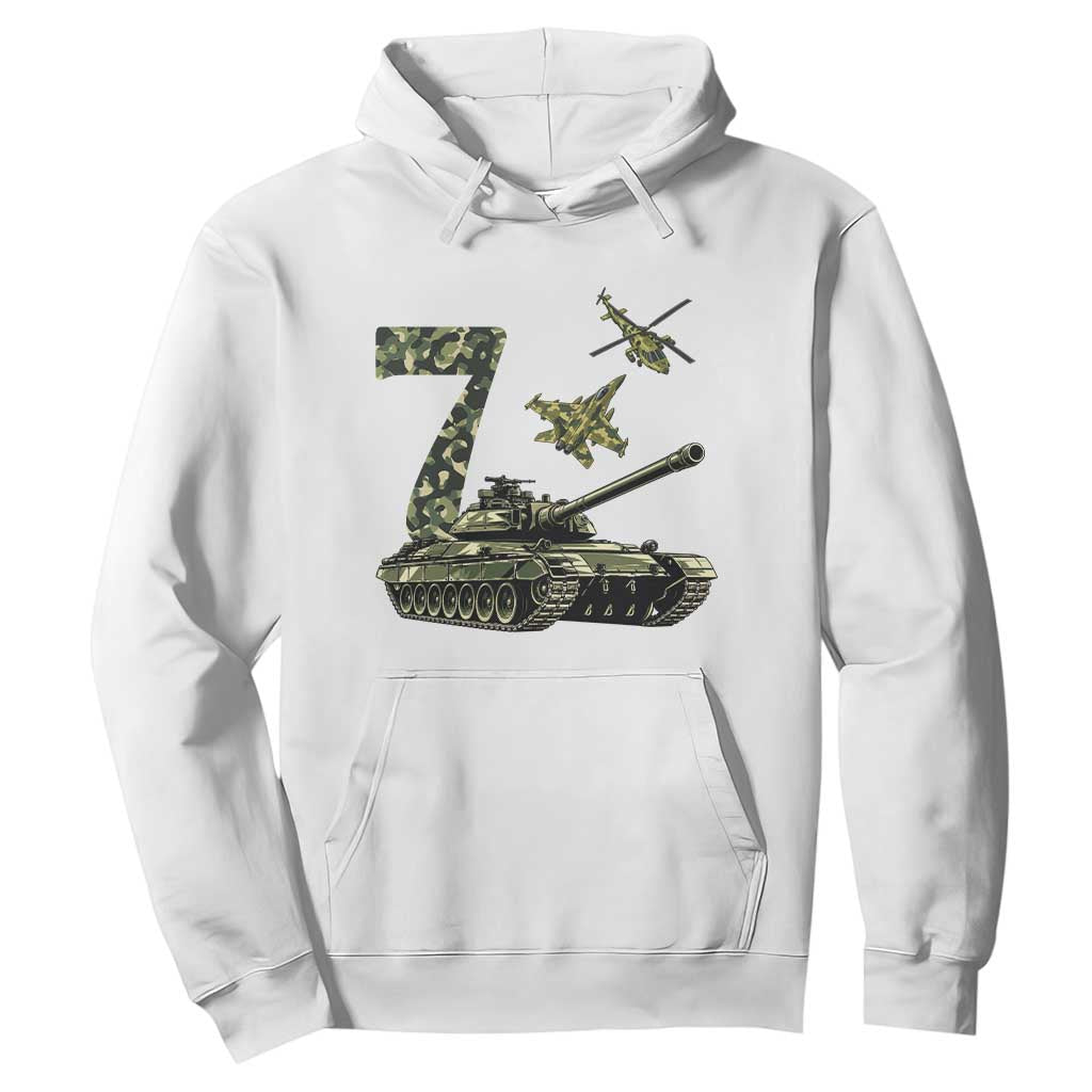 Cute Little Soldier 7th Birthday Hoodie Camo Tank Tiny Trooper Party