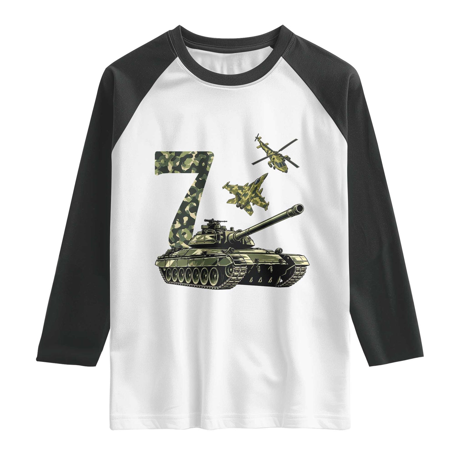 Cute Little Soldier 7th Birthday Raglan Shirt Camo Tank Tiny Trooper Party