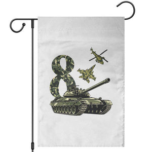 Cute Little Soldier 8th Birthday Garden Flag Camo Tank Tiny Trooper Party