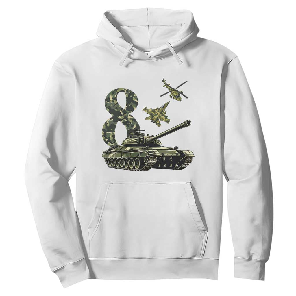 Cute Little Soldier 8th Birthday Hoodie Camo Tank Tiny Trooper Party