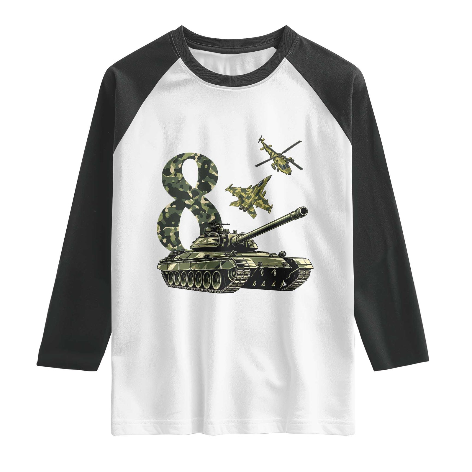 Cute Little Soldier 8th Birthday Raglan Shirt Camo Tank Tiny Trooper Party