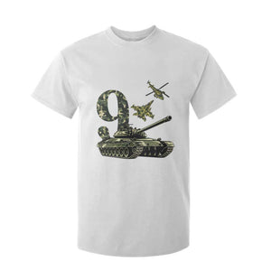 Cute Little Soldier 9th Birthday T Shirt For Kid Camo Tank Tiny Trooper Party