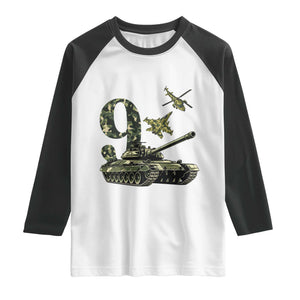Cute Little Soldier 9th Birthday Raglan Shirt Camo Tank Tiny Trooper Party