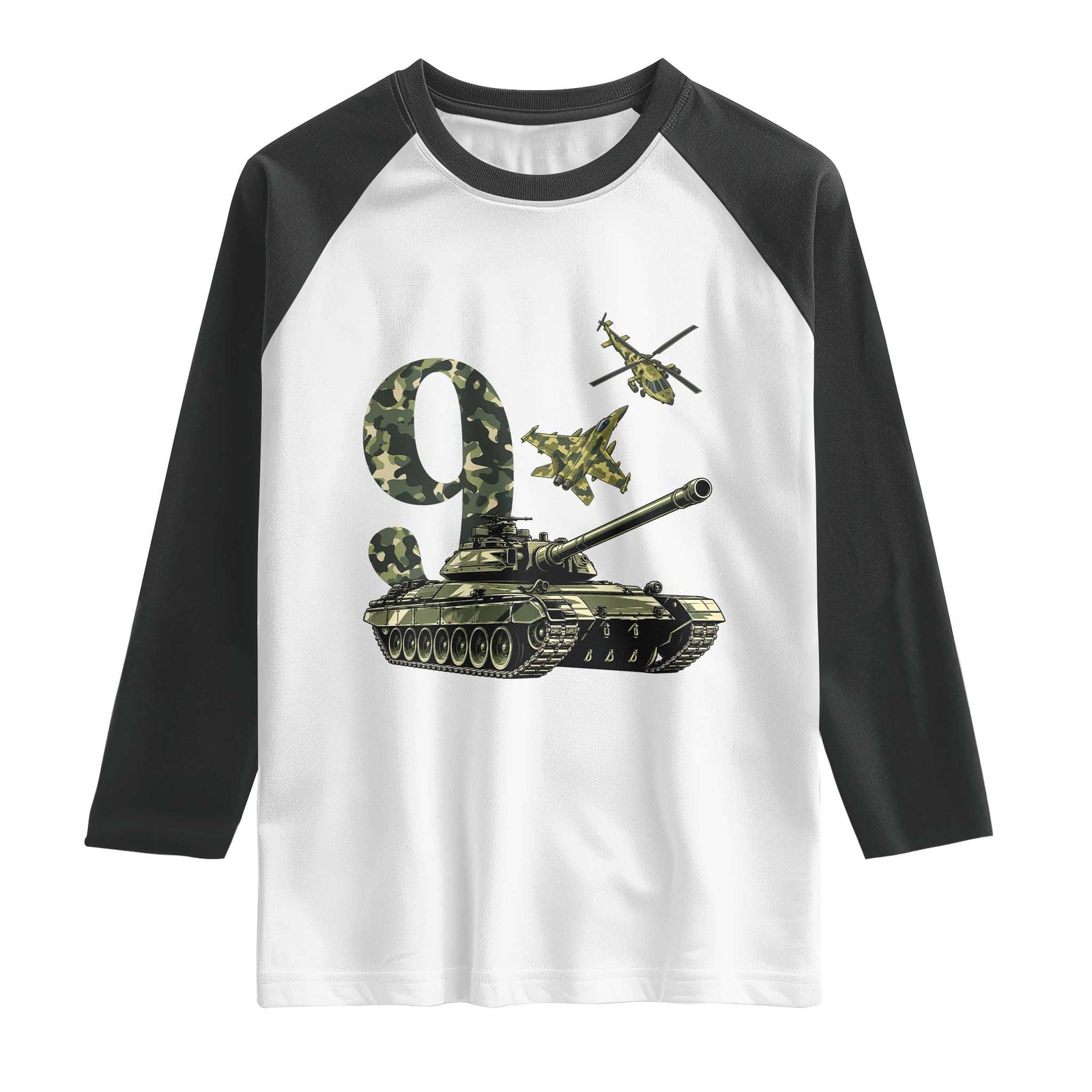 Cute Little Soldier 9th Birthday Raglan Shirt Camo Tank Tiny Trooper Party
