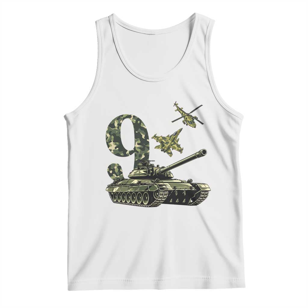 Cute Little Soldier 9th Birthday Tank Top Camo Tank Tiny Trooper Party