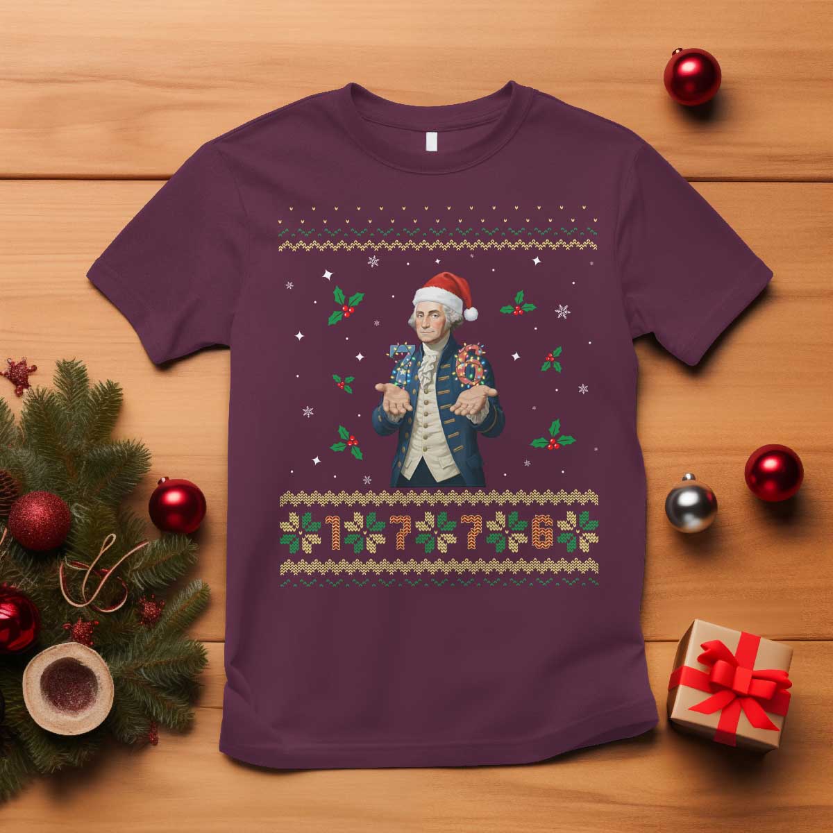 George Washington 67 Meme T Shirt Funny Christmas Ugly Sweater Gift TS12 Maroon Print Your Wear