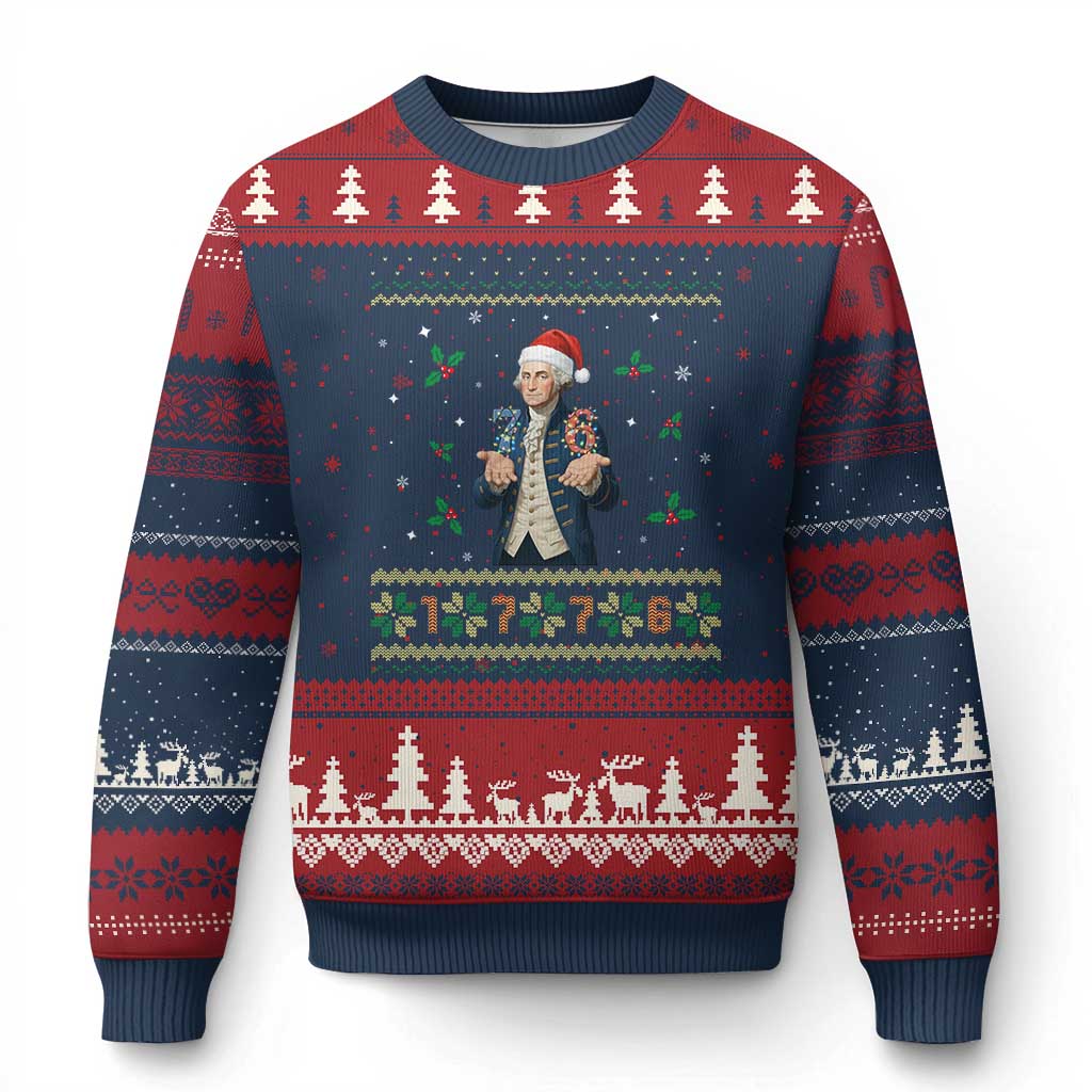 George Washington 67 Meme Ugly Christmas Sweater Funny Xmas Ugly Sweater Gift TS12 Navy Red Print Your Wear
