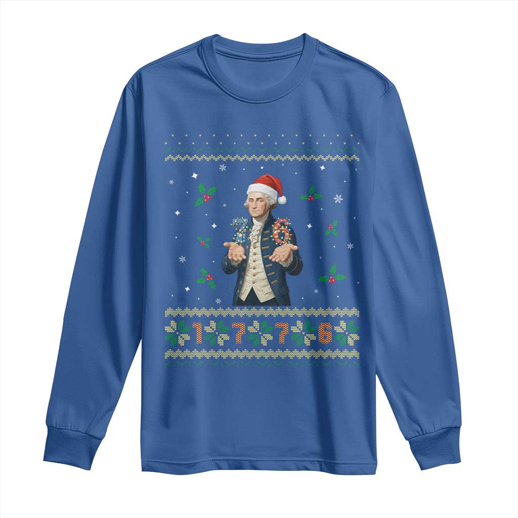 George Washington 67 Meme Long Sleeve Shirt Funny Christmas Ugly Sweater Gift TS12 Royal Blue Print Your Wear