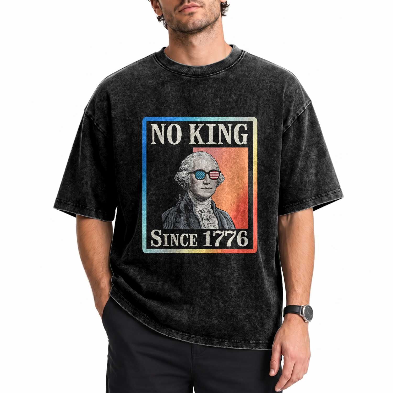 George Washington No Kings Since 1776 Washed Cotton T-Shirt Funny Political Meme Gift