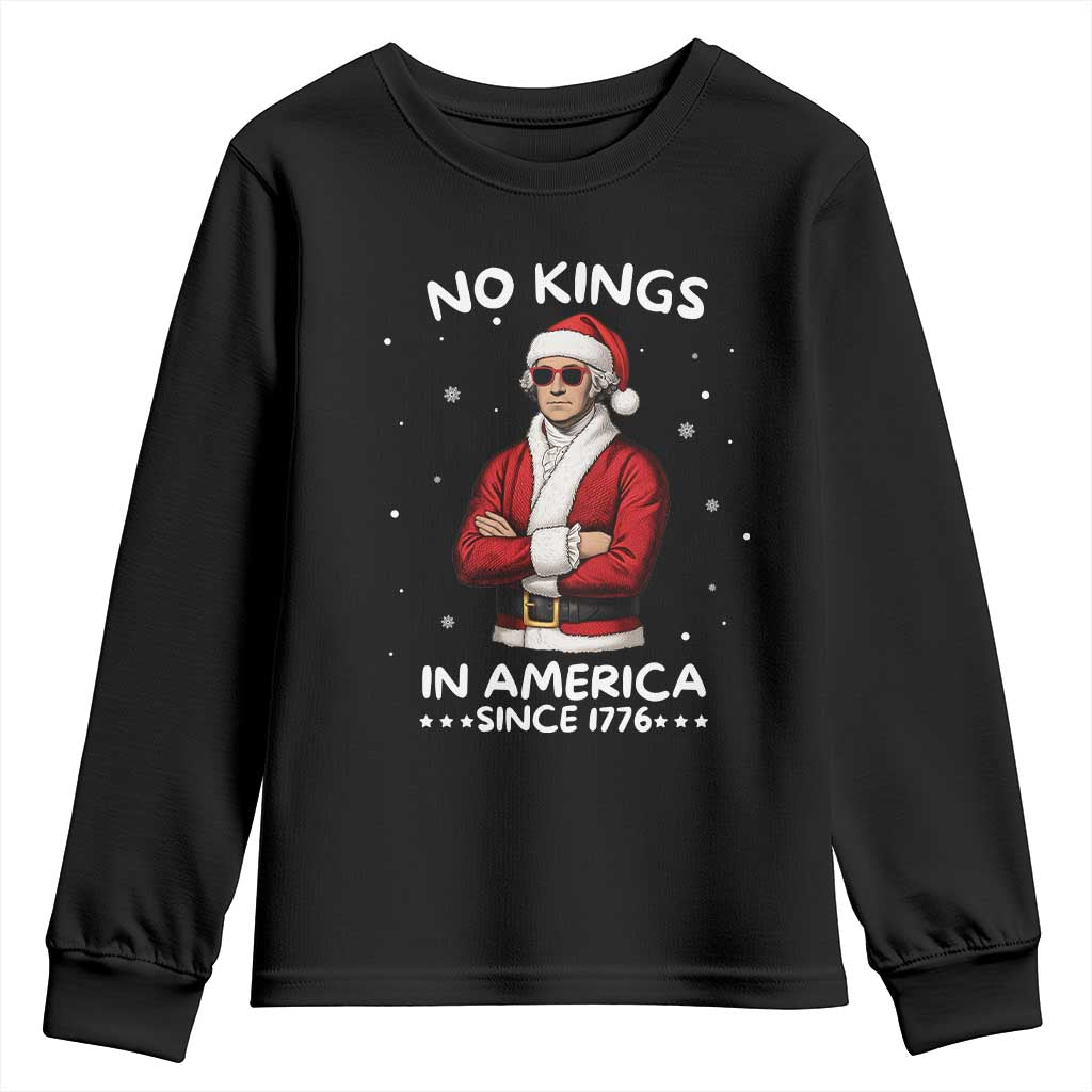 Funny Merry No Kings Since 1776 George Washington Youth Sweatshirt Christmas Gift TS12 Black Print Your Wear