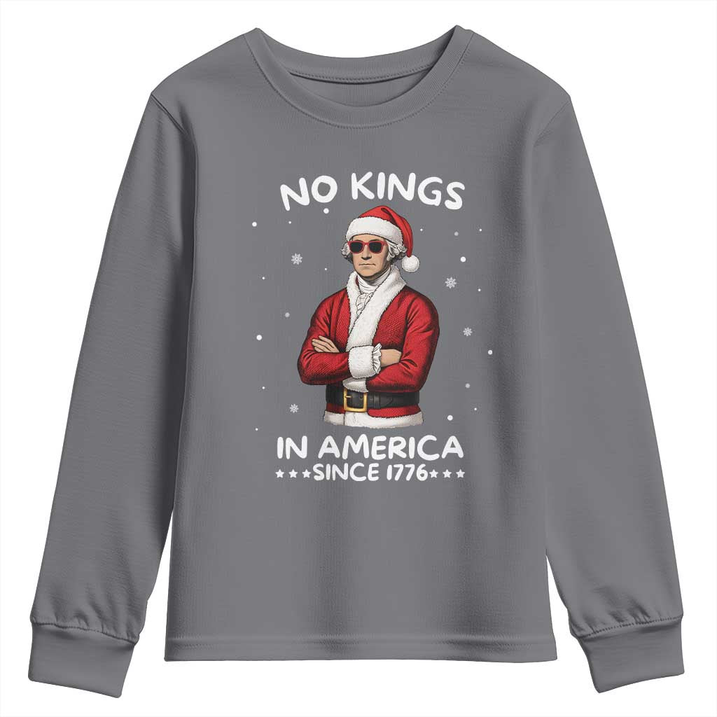 Funny Merry No Kings Since 1776 George Washington Youth Sweatshirt Christmas Gift TS12 Charcoal Print Your Wear
