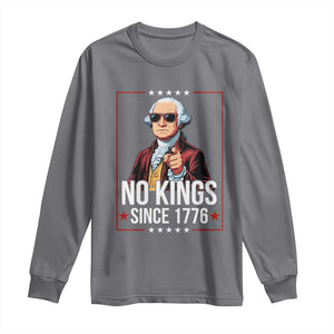 Funny George Washington No Kings 1776 Meme Vintage Gift Long Sleeve Shirt TS12 Charcoal Print Your Wear