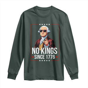Funny George Washington No Kings 1776 Meme Vintage Gift Long Sleeve Shirt TS12 Dark Forest Green Print Your Wear