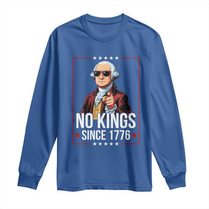Funny George Washington No Kings 1776 Meme Vintage Gift Long Sleeve Shirt TS12 Royal Blue Print Your Wear