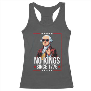 Funny George Washington No Kings 1776 Meme Vintage Gift Racerback Tank Top TS12 Dark Heather Print Your Wear
