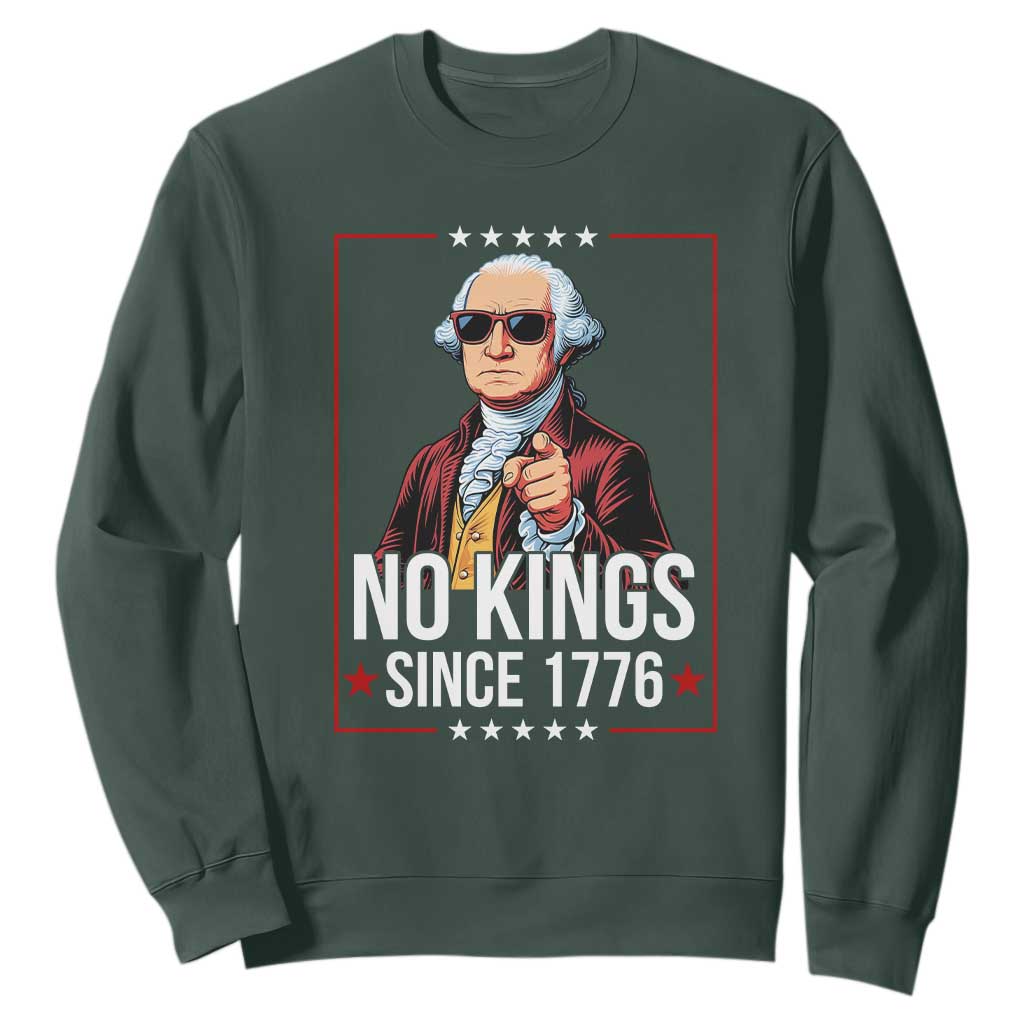 Funny George Washington No Kings 1776 Meme Vintage Gift Sweatshirt TS12 Dark Forest Green Print Your Wear