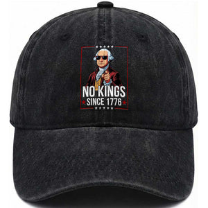 Funny George Washington No Kings 1776 Meme Vintage Gift Washed Cotton Baseball Cap TS12 Print Your Wear