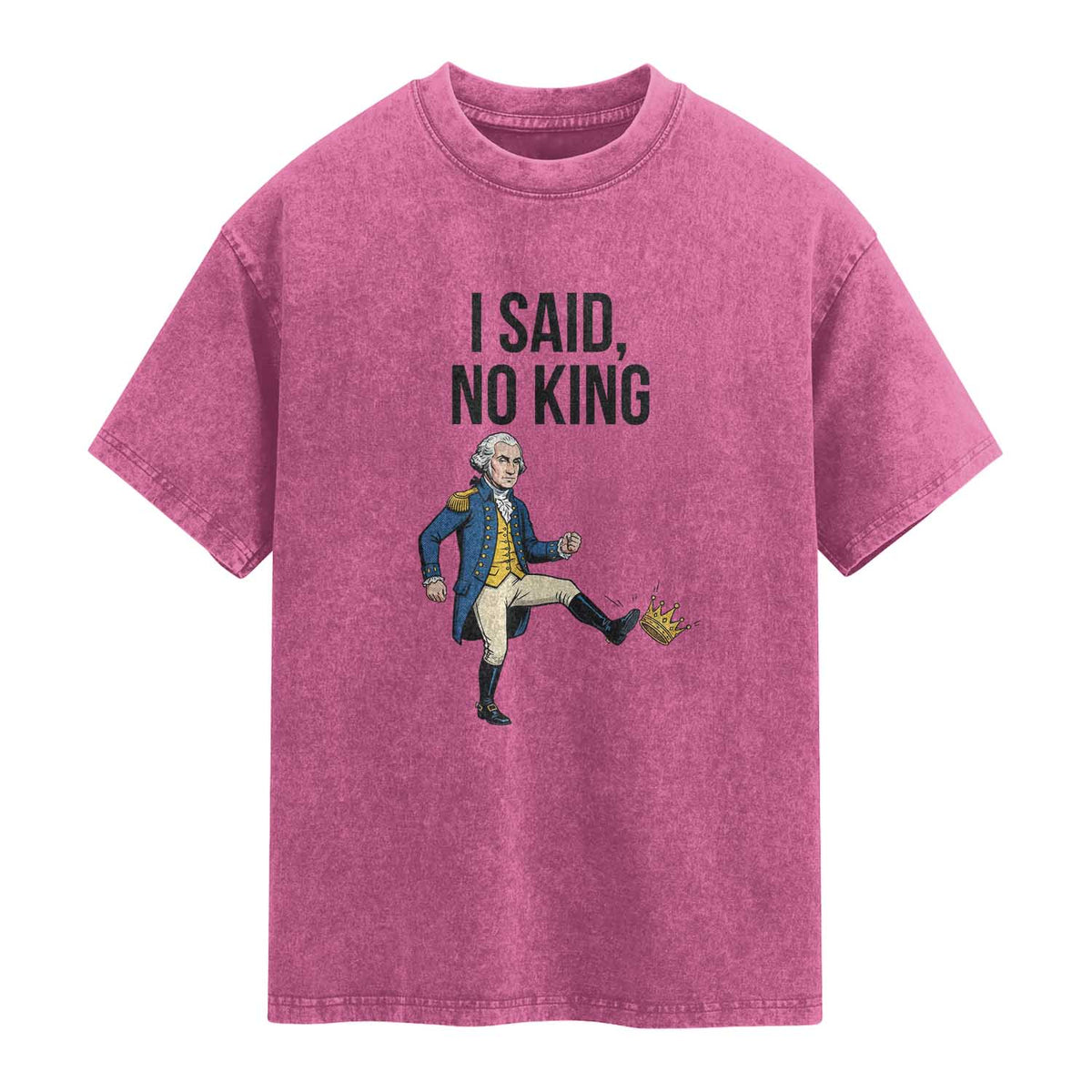 George Washington Kicking Crown Washed Cotton T-Shirt Funny No Kings Meme Gift