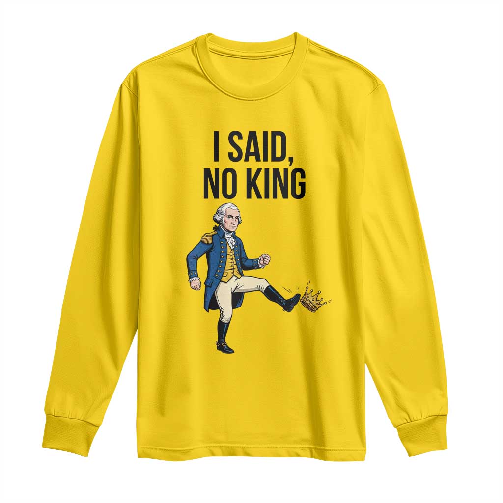 George Washington Kicking Crown Long Sleeve Shirt Funny No Kings Meme Gift TS12 Daisy Print Your Wear