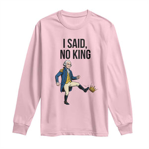 George Washington Kicking Crown Long Sleeve Shirt Funny No Kings Meme Gift TS12 Light Pink Print Your Wear