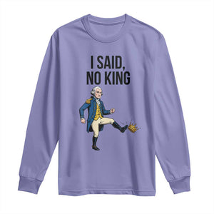 George Washington Kicking Crown Long Sleeve Shirt Funny No Kings Meme Gift TS12 Violet Print Your Wear