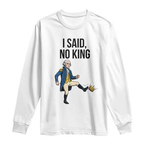 George Washington Kicking Crown Long Sleeve Shirt Funny No Kings Meme Gift TS12 White Print Your Wear