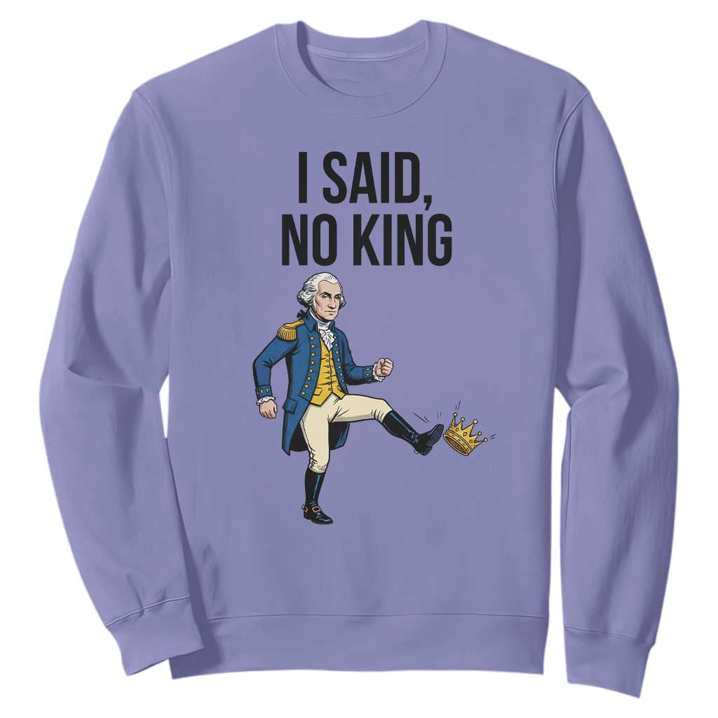 George Washington Kicking Crown Sweatshirt Funny No Kings Meme Gift TS12 Violet Print Your Wear