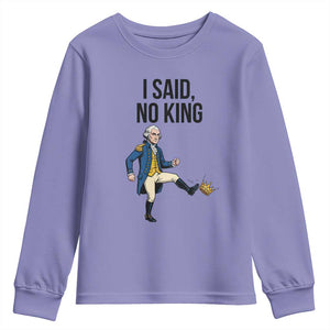 George Washington Kicking Crown Youth Sweatshirt Funny No Kings Meme Gift TS12 Violet Print Your Wear