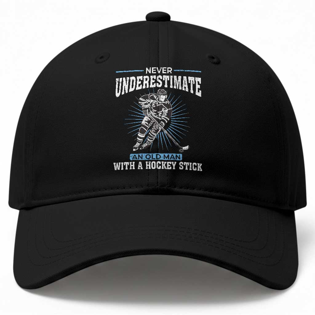 Never Underestimate An Old Man With A Hockey Stick Baseball Cap Ice Hockey Gift TS12 Print Your Wear