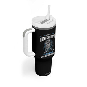 Never Underestimate An Old Man With A Hockey Stick Tumbler With Handle Ice Hockey Gift TS12 Print Your Wear