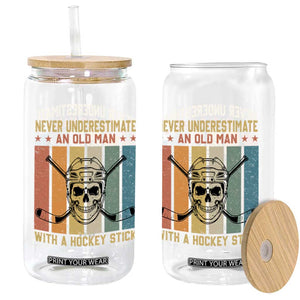 Retro Ice Hockey Player Glass Can Funny Never Underestimate An Old Man TS12 Print Your Wear