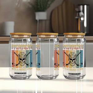 Retro Ice Hockey Player Glass Can Funny Never Underestimate An Old Man TS12 Print Your Wear