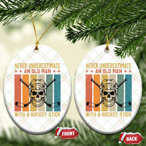 Retro Ice Hockey Player Ceramic Ornament Funny Never Underestimate An Old Man TS12 Print Your Wear