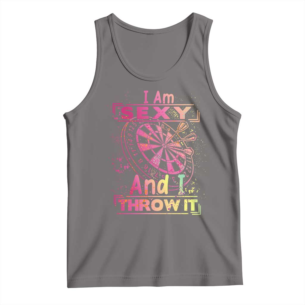 I Am Sexy And I Throw It Tank Top Sexy Dart Player Gift TS12 Deep Heather Print Your Wear