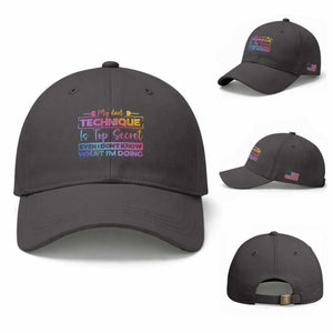 My Dart Technique Is Top Secret Baseball Cap Funny Dartist Gift TS12 Baseball Cap Universal Fit Dark Gray Print Your Wear