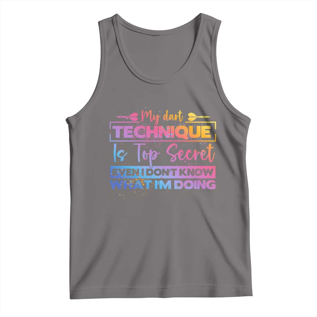 My Dart Technique Is Top Secret Tank Top Funny Dartist Gift TS12 Deep Heather Print Your Wear