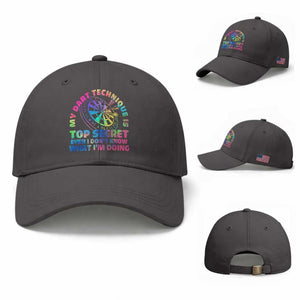 My Dart Technique Is Top Secret Baseball Cap Vintage Tie Dye Dart Lover TS12 Baseball Cap Universal Fit Dark Gray Print Your Wear