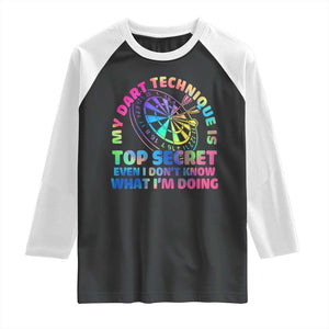 My Dart Technique Is Top Secret Raglan Shirt Vintage Tie Dye Dart Lover TS12 Black White Print Your Wear