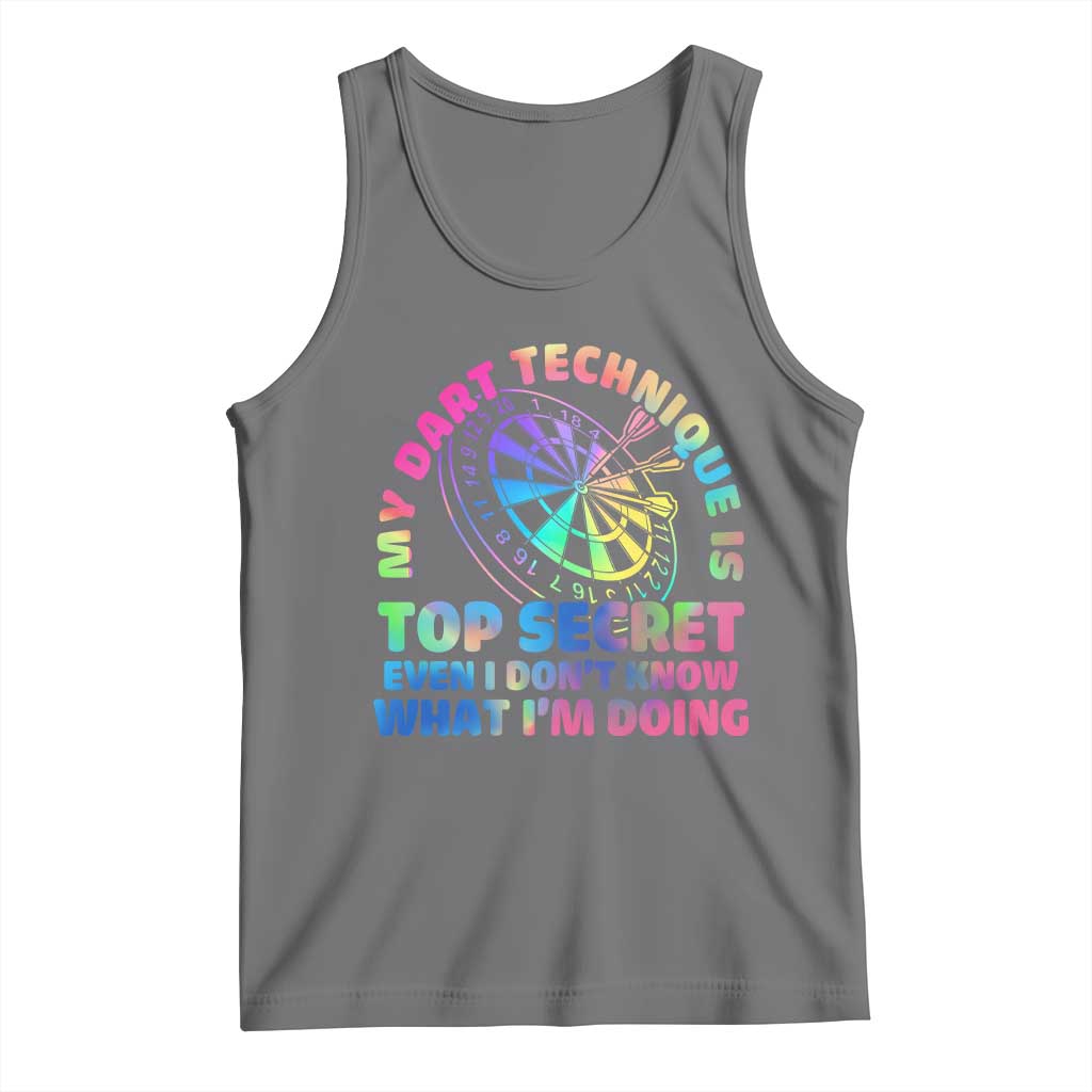 My Dart Technique Is Top Secret Tank Top Vintage Tie Dye Dart Lover TS12 Black Heather Print Your Wear