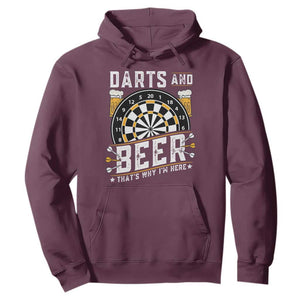 Darts And Beer That Is Why I Am Here Hoodie Funny Pub Game Darts Lover Gift TS12 Maroon Print Your Wear