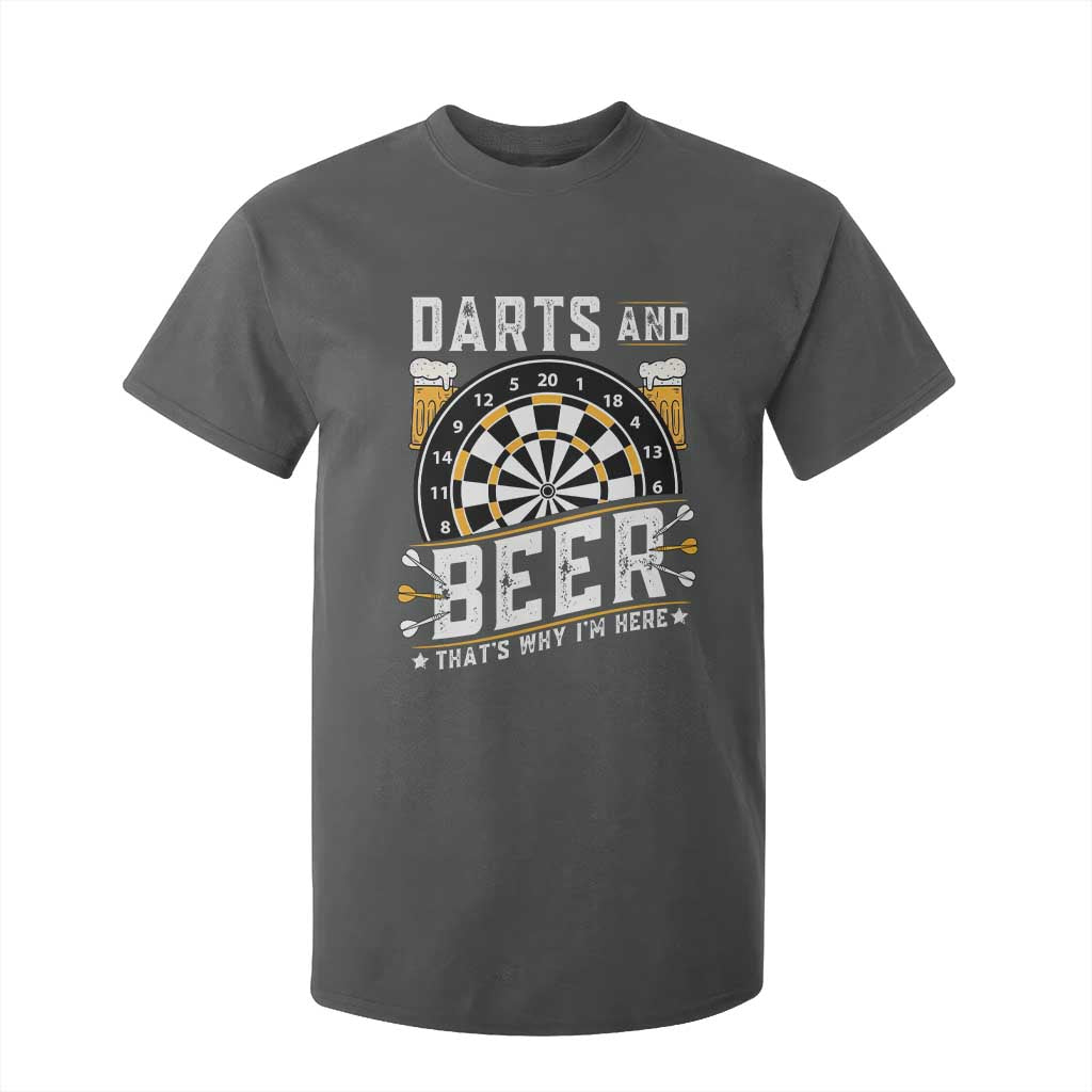 Darts And Beer That Is Why I Am Here T Shirt For Kid Funny Pub Game Darts Lover Gift TS12 Dark Heather Print Your Wear