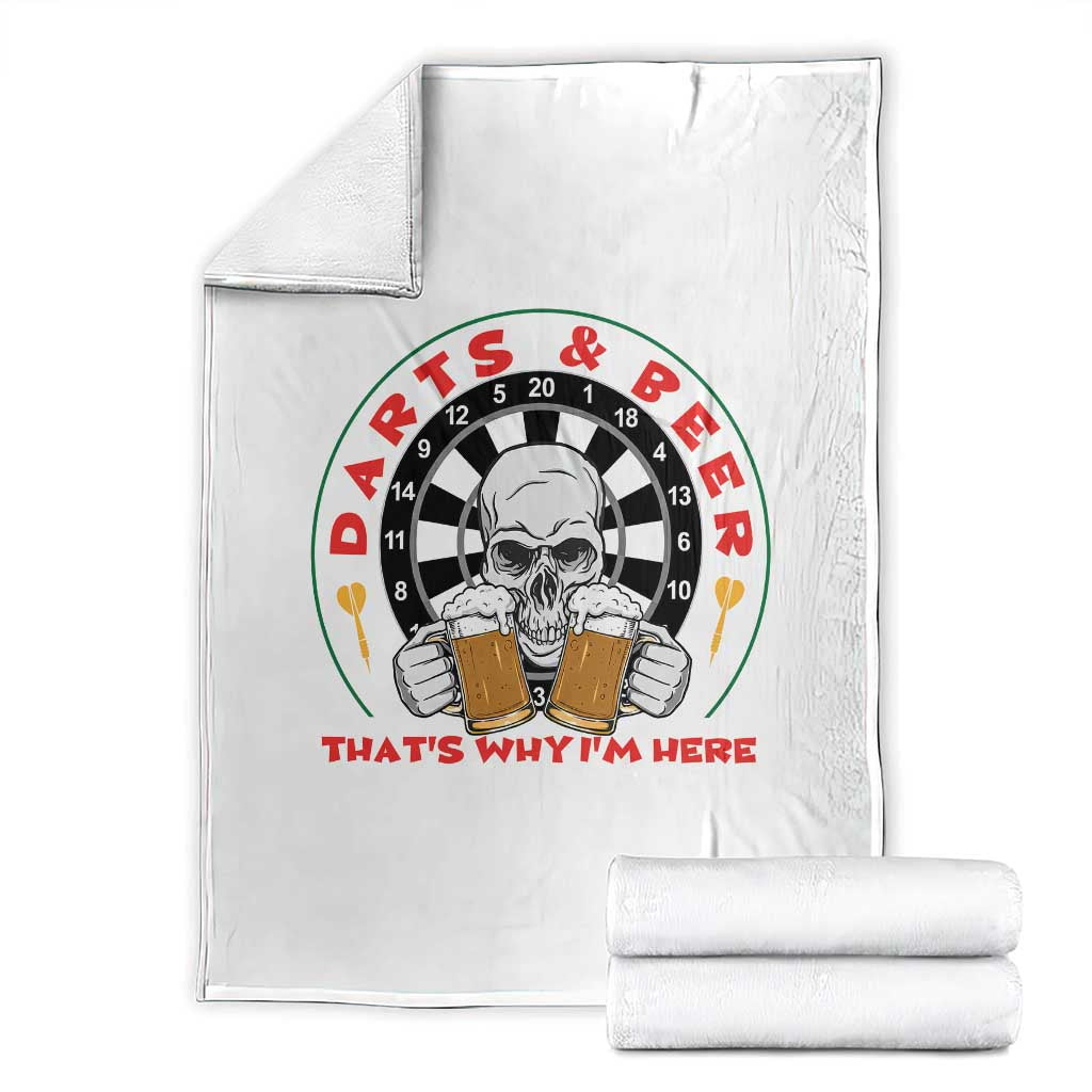 Funny Skeleton Darts Player Beer Lover Throw Blanket That Is Why I Am Here TS12 Black Print Your Wear