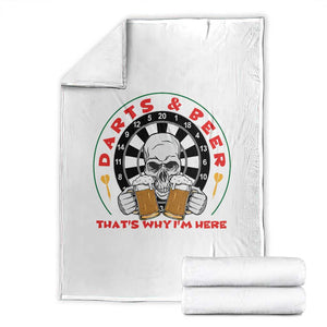 Funny Skeleton Darts Player Beer Lover Throw Blanket That Is Why I Am Here TS12 Black Print Your Wear