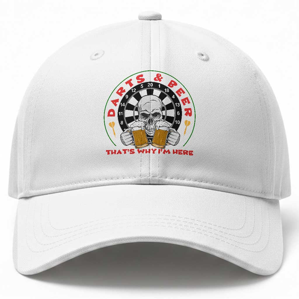 Funny Skeleton Darts Player Beer Lover Baseball Cap That Is Why I Am Here TS12 Print Your Wear
