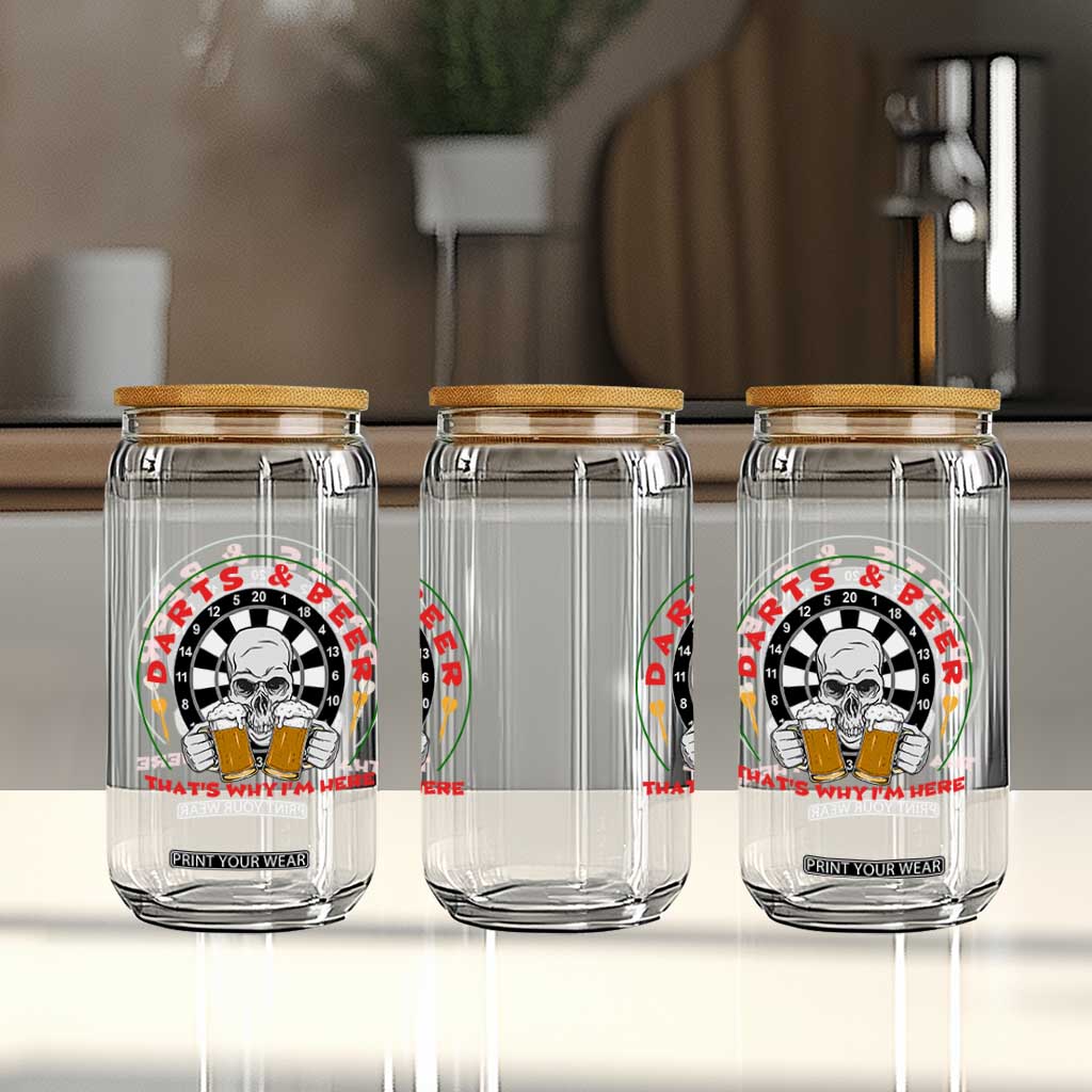 Funny Skeleton Darts Player Beer Lover Glass Can That Is Why I Am Here TS12 Print Your Wear