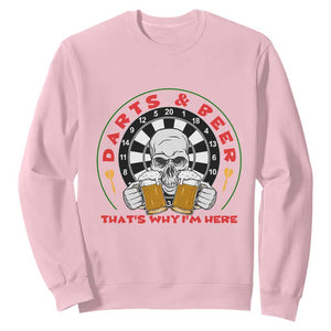 Funny Skeleton Darts Player Beer Lover Sweatshirt That Is Why I Am Here TS12 Light Pink Print Your Wear