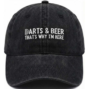 Funny Darts And Beer That Is Why I Am Here Washed Cotton Baseball Cap Dartist Beer Lover TS12 Print Your Wear